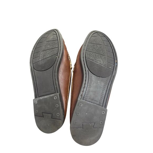 Duck Head Meens Brown Leather Woven Slip on Loafers Moc Toe Comfort Shoes 10 - Picture 4 of 6